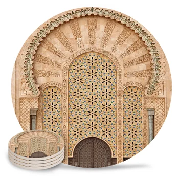 Kollane Seina Värava Maroko Rannasõidulaevade Keraamiline Komplekt Ring Imav Juua Inertsiaalpiduriga Kohvi, Tee Tassi Placemats Tabel Matt