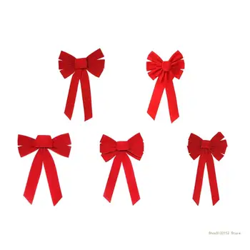 QX2E Red Bow Jõulud Vibud Rippuvad Puhkus Xmas Vibud Jõulud Pärjad Kaunistamiseks või Puu Toppers Sise-ja Outd
